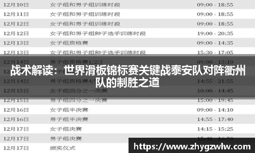 战术解读：世界滑板锦标赛关键战泰安队对阵衢州队的制胜之道